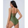 imageSUUKSESS Women One Piece Tummy Control Swimsuit Crisscross Backless Bathing SuitArmy Green