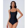 imageSUUKSESS Women One Piece Tummy Control Swimsuit Crisscross Backless Bathing SuitBlack