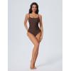imageSUUKSESS Women One Piece Tummy Control Swimsuit Crisscross Backless Bathing SuitBrown