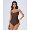 imageSUUKSESS Women One Piece Tummy Control Swimsuit Crisscross Backless Bathing SuitBrown
