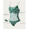 imageSUUKSESS Women One Piece Tummy Control Swimsuit Crisscross Backless Bathing SuitGreen White Floral