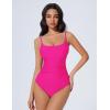 imageSUUKSESS Women One Piece Tummy Control Swimsuit Crisscross Backless Bathing SuitHot Pink
