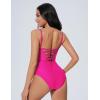 imageSUUKSESS Women One Piece Tummy Control Swimsuit Crisscross Backless Bathing SuitHot Pink