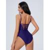 imageSUUKSESS Women One Piece Tummy Control Swimsuit Crisscross Backless Bathing SuitIndigo Blue