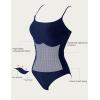 imageSUUKSESS Women One Piece Tummy Control Swimsuit Crisscross Backless Bathing SuitIndigo Blue