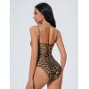 imageSUUKSESS Women One Piece Tummy Control Swimsuit Crisscross Backless Bathing SuitLeopard