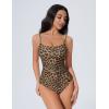imageSUUKSESS Women One Piece Tummy Control Swimsuit Crisscross Backless Bathing SuitLeopard
