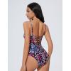 imageSUUKSESS Women One Piece Tummy Control Swimsuit Crisscross Backless Bathing SuitPink Leopard
