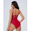 imageSUUKSESS Women One Piece Tummy Control Swimsuit Crisscross Backless Bathing SuitRed