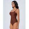 imageSUUKSESS Women One Piece Tummy Control Swimsuit Crisscross Backless Bathing SuitReddish Brown
