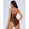 imageSUUKSESS Women One Piece Tummy Control Swimsuit Crisscross Backless Bathing SuitReddish Brown