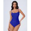 imageSUUKSESS Women One Piece Tummy Control Swimsuit Crisscross Backless Bathing SuitRoyal Blue