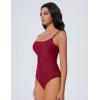 imageSUUKSESS Women One Piece Tummy Control Swimsuit Crisscross Backless Bathing SuitWine Red