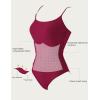 imageSUUKSESS Women One Piece Tummy Control Swimsuit Crisscross Backless Bathing SuitWine Red