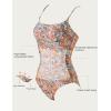 imageSUUKSESS Women One Piece Tummy Control Swimsuit Crisscross Backless Bathing SuitYellow Floral