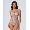 imageSUUKSESS Women One Piece Tummy Control Swimsuit Crisscross Backless Bathing SuitYellow Floral