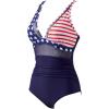 imageSUUKSESS Women Sexy Mesh Tummy Control Swimsuit Push Up High Waisted Bathing Suit10 American Flag