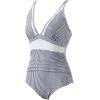 imageSUUKSESS Women Sexy Mesh Tummy Control Swimsuit Push Up High Waisted Bathing Suit10 Black Striped