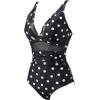 imageSUUKSESS Women Sexy Mesh Tummy Control Swimsuit Push Up High Waisted Bathing Suit10 Black White Polka Dots