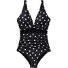imageSUUKSESS Women Sexy Mesh Tummy Control Swimsuit Push Up High Waisted Bathing Suit10 Black White Polka Dots
