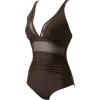 imageSUUKSESS Women Sexy Mesh Tummy Control Swimsuit Push Up High Waisted Bathing Suit10 Deep Brown