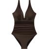 imageSUUKSESS Women Sexy Mesh Tummy Control Swimsuit Push Up High Waisted Bathing Suit10 Deep Brown