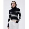 imageSUUKSESS Women Turtleneck Cashmere Sweater Long Sleeve Shirts Fall Basic Thermal Tops Winter ClothesBlack White Stripe