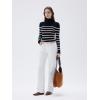 imageSUUKSESS Women Turtleneck Cashmere Sweater Long Sleeve Shirts Fall Basic Thermal Tops Winter ClothesBlack White Stripe