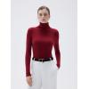 imageSUUKSESS Women Turtleneck Cashmere Sweater Long Sleeve Shirts Fall Basic Thermal Tops Winter ClothesRed