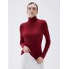 imageSUUKSESS Women Turtleneck Cashmere Sweater Long Sleeve Shirts Fall Basic Thermal Tops Winter ClothesRed