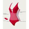 imageSUUKSESS Womens One Piece Tummy Control Swimsuit Crisscross Back Bathing SuitsRed White