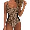 imageSUUKSESS One Piece Swimsuit for Women Slimming Tummy Control Square Neck Bathing SuitLeopard and Black