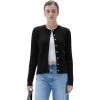 imageSUUKSESS Women Cable Knit Cashmere Sweaters Crew Neck Button Up Chunky Cardigan Long Sleeve Fall OutfitsBlack