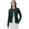 imageSUUKSESS Women Cable Knit Cashmere Sweaters Crew Neck Button Up Chunky Cardigan Long Sleeve Fall OutfitsDark Green