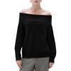 imageSUUKSESS Women Cashmere Off The Shoulder Sweater Oversized Knit Long Sleeve Tops01 Black