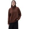 imageSUUKSESS Women Cashmere Oversized Chunky Turtleneck Pullover Sweater Long Sleeve Knit Jumper TopsBrown