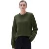 imageSUUKSESS Women Cashmere Oversized Long Sleeve Pullover Sweater Crew Neck JumpersArmy Green
