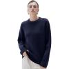 imageSUUKSESS Women Cashmere Oversized Long Sleeve Pullover Sweater Crew Neck JumpersNavy Blue
