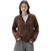 imageSUUKSESS Women Chunky Knit Cashmere Sweaters Zip up Oversized Hoodies Cardigan with Pockets Long Sleeve Fall OuterwearBrown