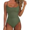 imageSUUKSESS Women One Piece Tummy Control Swimsuit Crisscross Backless Bathing SuitArmy Green