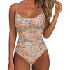 imageSUUKSESS Women One Piece Tummy Control Swimsuit Crisscross Backless Bathing SuitYellow Floral