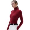 imageSUUKSESS Women Turtleneck Cashmere Sweater Long Sleeve Shirts Fall Basic Thermal Tops Winter ClothesRed