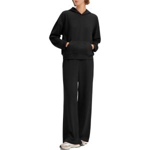imageSUUKSESS Women 2 Piece Sets 2025 Oversized Hoodie Sweatshirt Wide Leg Sweatpants01 Black