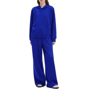 imageSUUKSESS Women 2 Piece Sets 2025 Oversized Hoodie Sweatshirt Wide Leg Sweatpants03 Royal Blue