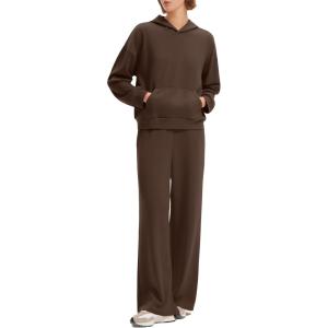 imageSUUKSESS Women 2 Piece Sets 2025 Oversized Hoodie Sweatshirt Wide Leg Sweatpants04 Deep Brown