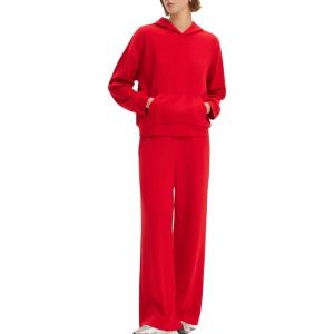 imageSUUKSESS Women 2 Piece Sets 2025 Oversized Hoodie Sweatshirt Wide Leg Sweatpants05 Red
