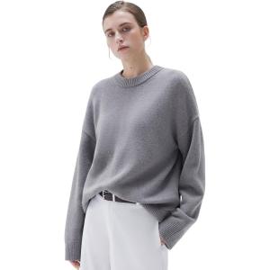 imageSUUKSESS Women Cashmere Oversized Long Sleeve Pullover Sweater Crew Neck JumpersHeather Grey