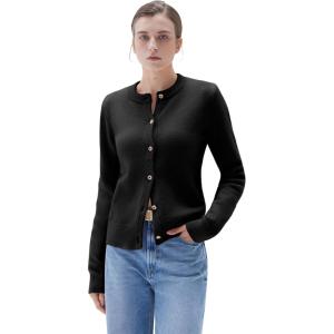 imageSUUKSESS Women Chunky Cashmere Cardigan Sweaters Trendy Fall Fashion Button Up Long Sleeve Knit OutfitsBlack