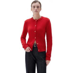 imageSUUKSESS Women Chunky Cashmere Cardigan Sweaters Trendy Fall Fashion Button Up Long Sleeve Knit OutfitsRed