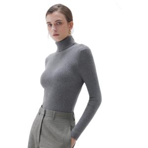 imageSUUKSESS Women Turtleneck Cashmere Sweater Long Sleeve Shirts Fall Basic Thermal Tops Winter ClothesWarm Gray